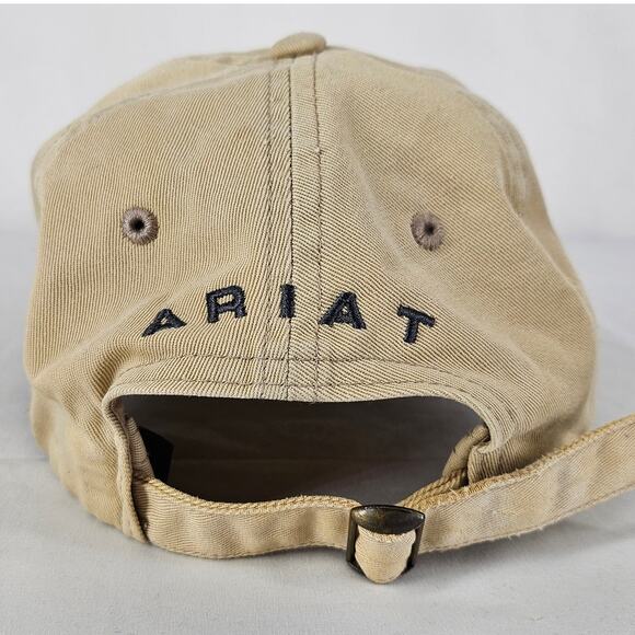 ARIAT Y2K BEIGE COTTON DAD CAP HAT ADJUSTABLE STRAPBACK EMBOSSED LOGO - ONE SIZE - Picture 4 of 10